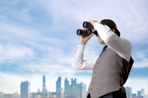 man with binoculars