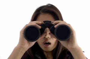 woman with binoculars